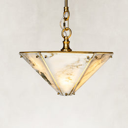 Inverted Pyramid Marble-Panel Pendant shown in full against a neutral background
