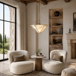 Inverted Pyramid Marble-Panel Pendant displayed in a furnished interior