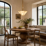 Inverted Pyramid Marble-Panel Pendant displayed in a furnished interior