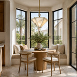 Inverted Pyramid Marble-Panel Pendant displayed in a furnished interior