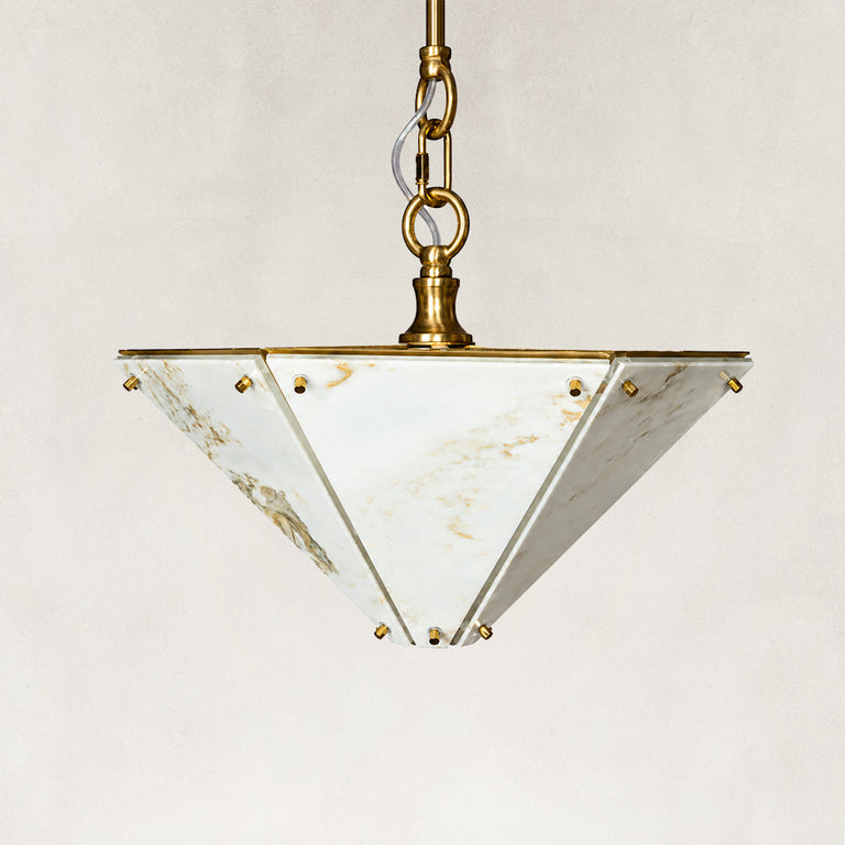 Inverted Pyramid Marble-Panel Pendant shown against a neutral background