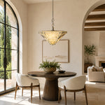 Inverted Pyramid Marble Pendant displayed in a furnished interior