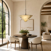 Inverted Pyramid Marble Pendant displayed in a furnished interior