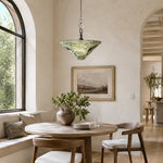 Inverted Pyramid Marble Pendant displayed in a furnished interior