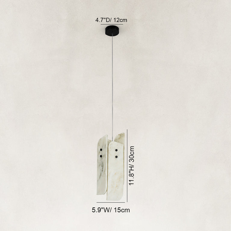 Dimension diagram for Ivory Four-Panel Marble Pendant
