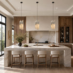 Ivory Four-Panel Marble Pendant installed above a kitchen island