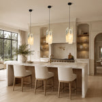 Ivory Four-Panel Marble Pendant installed above a kitchen island