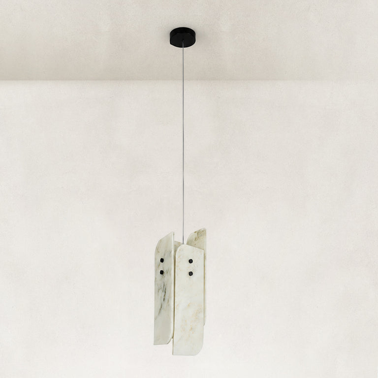 Product detail of Ivory Four-Panel Marble Pendant against a neutral background