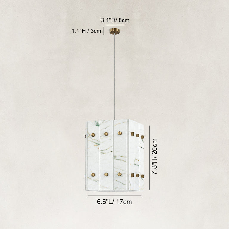 Dimension diagram for Ivory Veined Twelve-Panel Marble Lantern Pendant