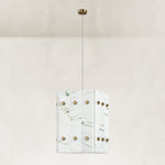 Product detail of Ivory Veined Twelve-Panel Marble Lantern Pendant against a neutral background