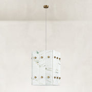 Product detail of Ivory Veined Twelve-Panel Marble Lantern Pendant against a neutral background