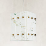 Product detail of Ivory Veined Twelve-Panel Marble Lantern Pendant against a neutral background