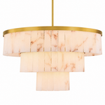 Hollis Three-Tier Alabaster Brass Chandelier 34.3"D by Dalmivik, product or room detail view