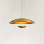 Large Layered Metal Disc Pendant in Aged Brass - alternate angle