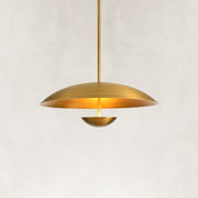 Large Layered Metal Disc Pendant in Aged Brass - alternate angle
