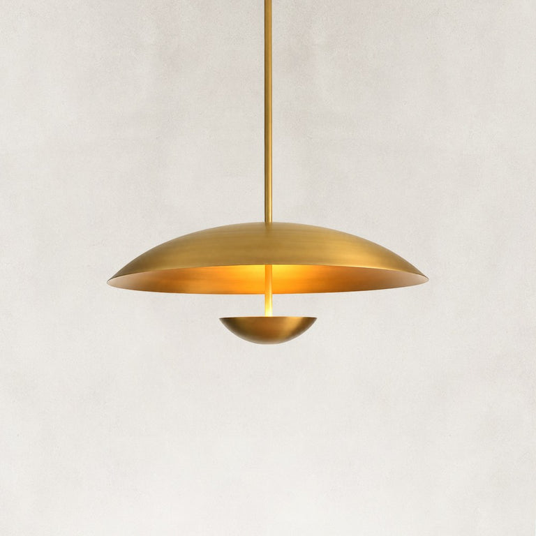 Large Layered Metal Disc Pendant in Aged Brass - alternate angle