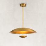 Large Layered Metal Disc Pendant in Aged Brass - complete fixture