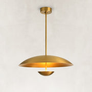 Large Layered Metal Disc Pendant in Aged Brass - complete fixture