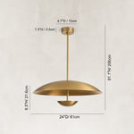 Large Layered Metal Disc Pendant in Aged Brass - dimension diagram