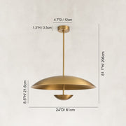 Large Layered Metal Disc Pendant in Aged Brass - dimension diagram