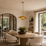 Large Layered Metal Disc Pendant in Aged Brass - interior setting