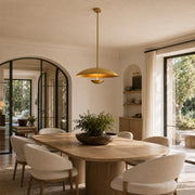 Large Layered Metal Disc Pendant in Aged Brass - interior setting