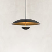 Large Layered Metal Disc Pendant in Matte Black - alternate angle