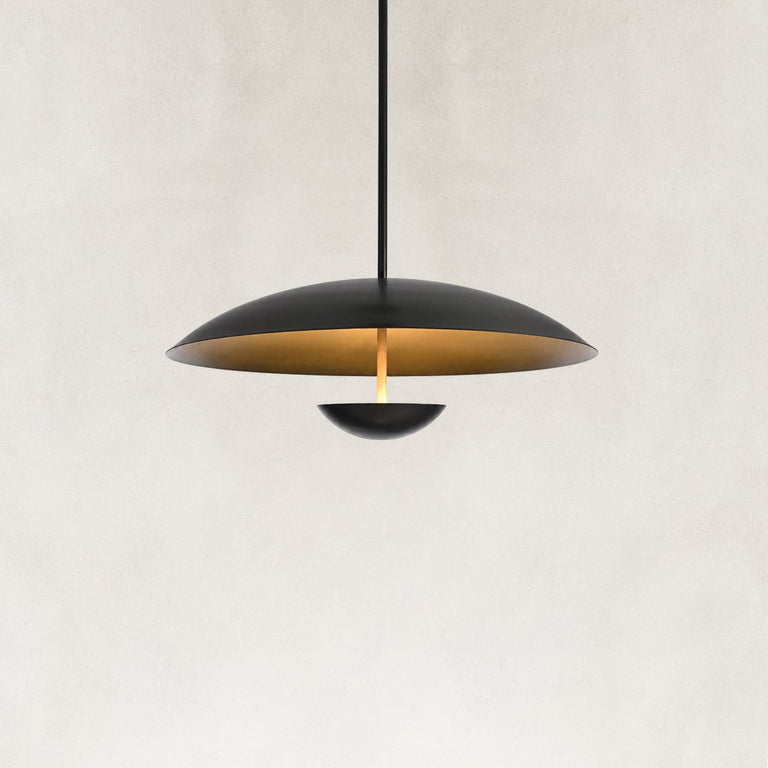 Large Layered Metal Disc Pendant in Matte Black - alternate angle