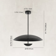 Large Layered Metal Disc Pendant in Matte Black - dimension diagram