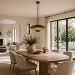 Large Layered Metal Disc Pendant in Matte Black - interior setting