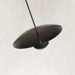 Large Layered Metal Disc Pendant in Matte Black - material detail