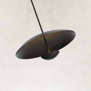 Large Layered Metal Disc Pendant in Matte Black - material detail