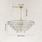 Large Sculpted Glass Drum Chandelier in Clear Glass - dimension diagram