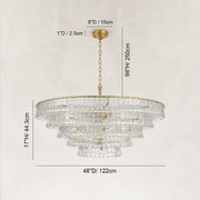 Large Sculpted Glass Drum Chandelier in Clear Glass - dimension diagram
