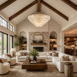 Large Sculpted Glass Drum Chandelier in Clear Glass - interior setting