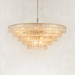 Clear glass chandelier detail.