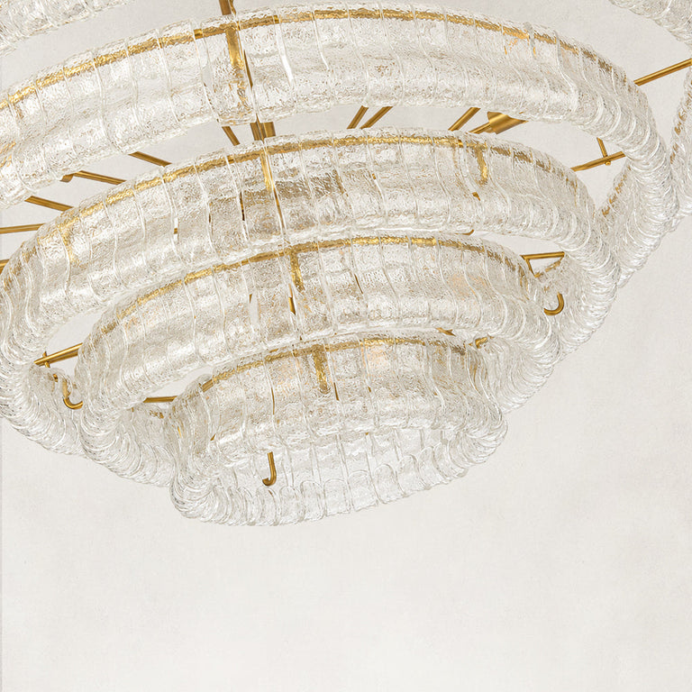 Clear glass chandelier detail.
