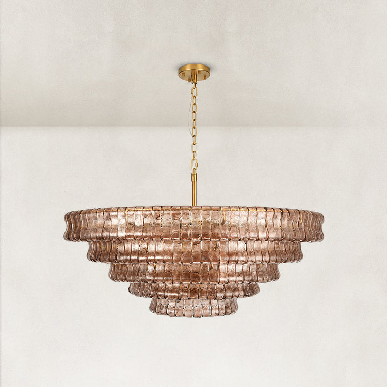 Amber glass chandelier detail.