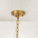 Clear glass chandelier detail.