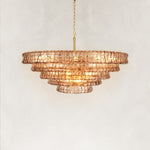 Large Sculpted Glass Drum Chandelier in Smoke Glass - alternate angle