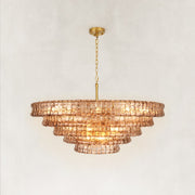 Large Sculpted Glass Drum Chandelier in Smoke Glass - complete fixture