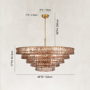 Large Sculpted Glass Drum Chandelier in Smoke Glass - dimension diagram