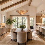 Large Sculpted Glass Drum Chandelier in Smoke Glass - interior setting