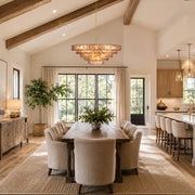 Large Sculpted Glass Drum Chandelier in Smoke Glass - interior setting