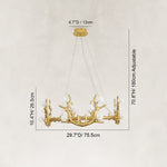 Large Sculptural Antler Globe Ring Chandelier in Hand-finished antique gold - dimension diagram