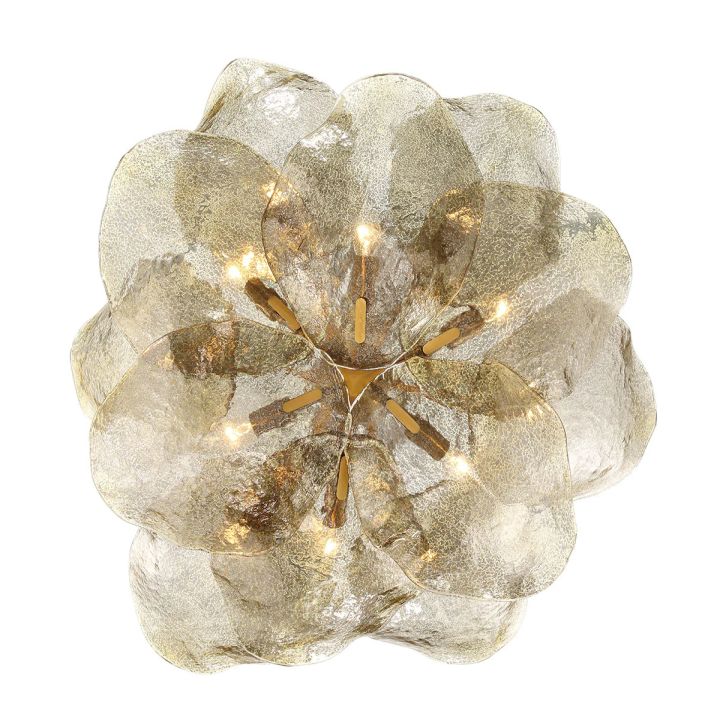 Round gold glass petal arrangement seen from directly below.