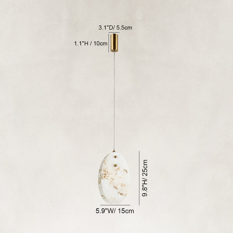 Dimension diagram for Layered Ivory Marble Disc Pendant