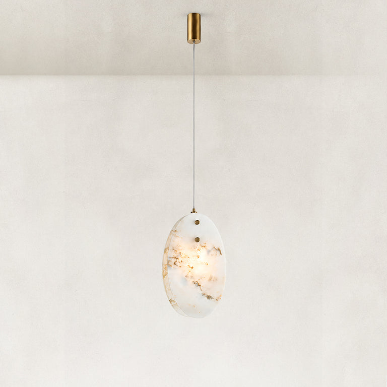 Layered Ivory Marble Disc Pendant shown in full against a neutral background