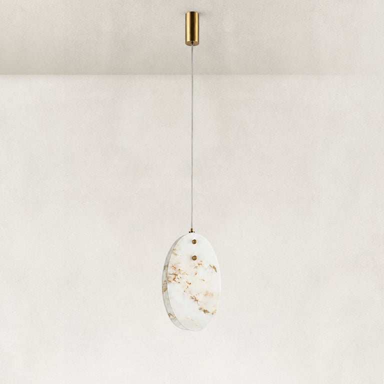 Product detail of Layered Ivory Marble Disc Pendant against a neutral background