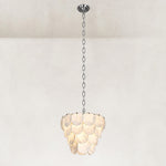 Layered Marble Disc Pendant 16.9" in Chrome metal finish, shown as a complete fixture